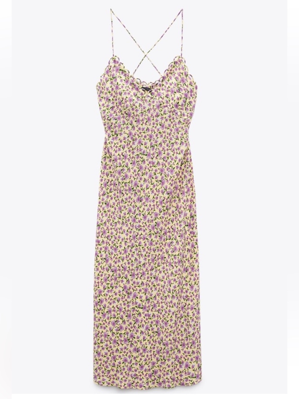 Zara floral spaghetti strap maxi dress
